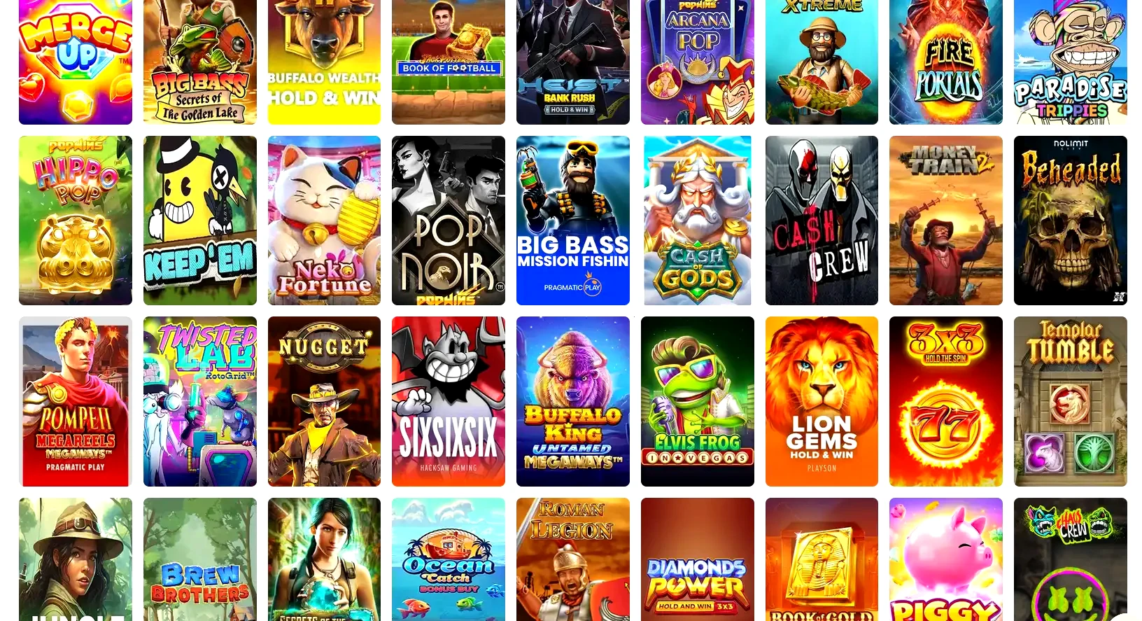 Payoutz mobilcasino gränssnitt med slots och live casino